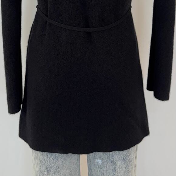 Theory Cashmere Tie Front Cardigan Feather Soft Black Tunic Sweater Size M - Picture 9 of 12